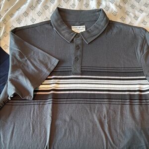 Hang Ten Men's Gray Striped Polo Shirt